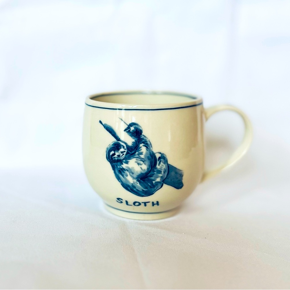 RARE NWOT Molly Hatch Anthropologie Sloth Icons Mug